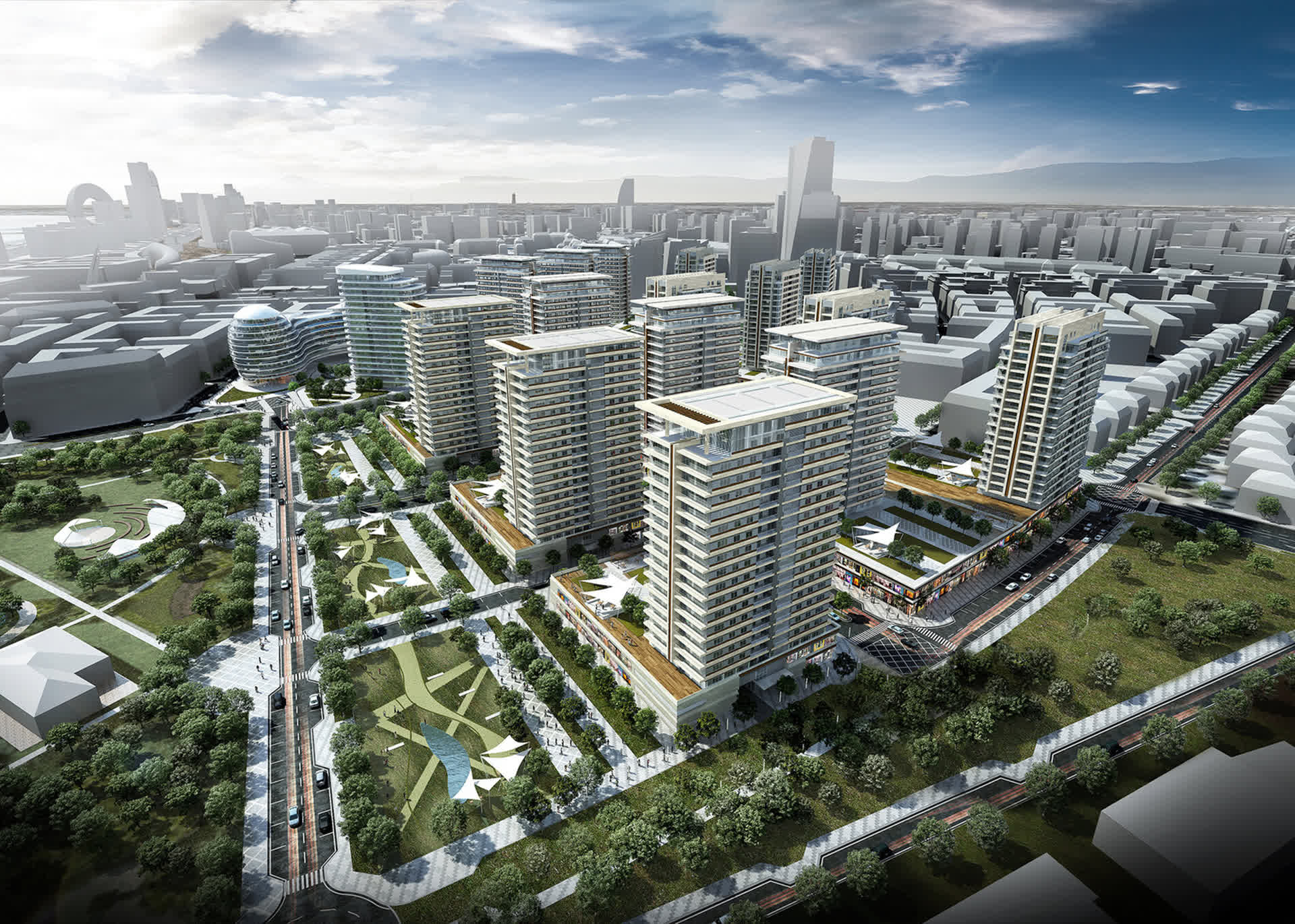 White City master plan aerial — WS Atkins & Foster + Partners