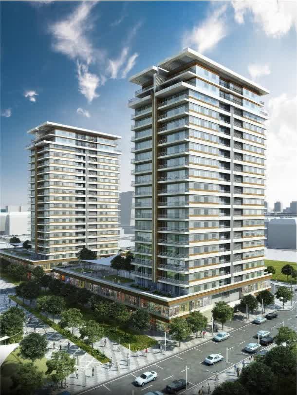 Nobel Tower twin residential blocks with retail podium
