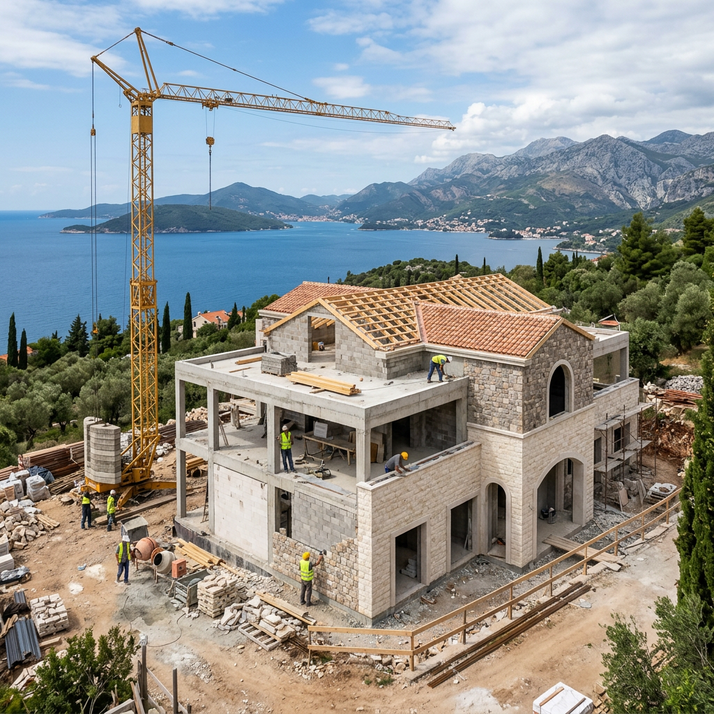Construction progress — villa phase